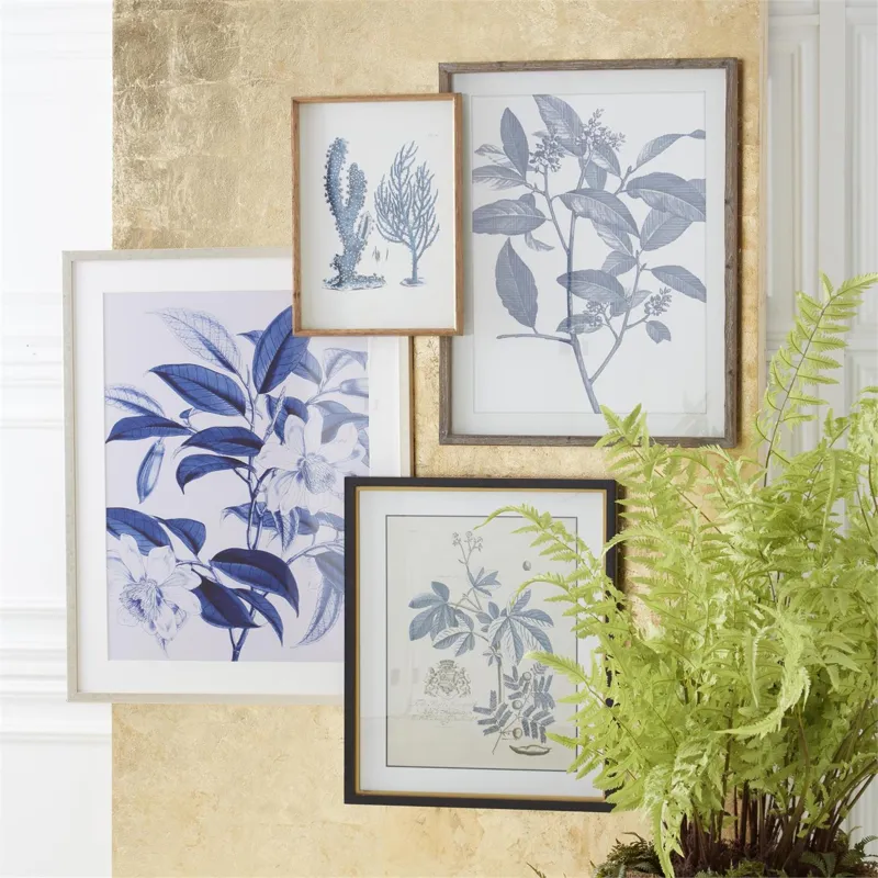 Assorted 23.75" Black &amp; Gold Framed Blue Arbor Prints (6 Styles)