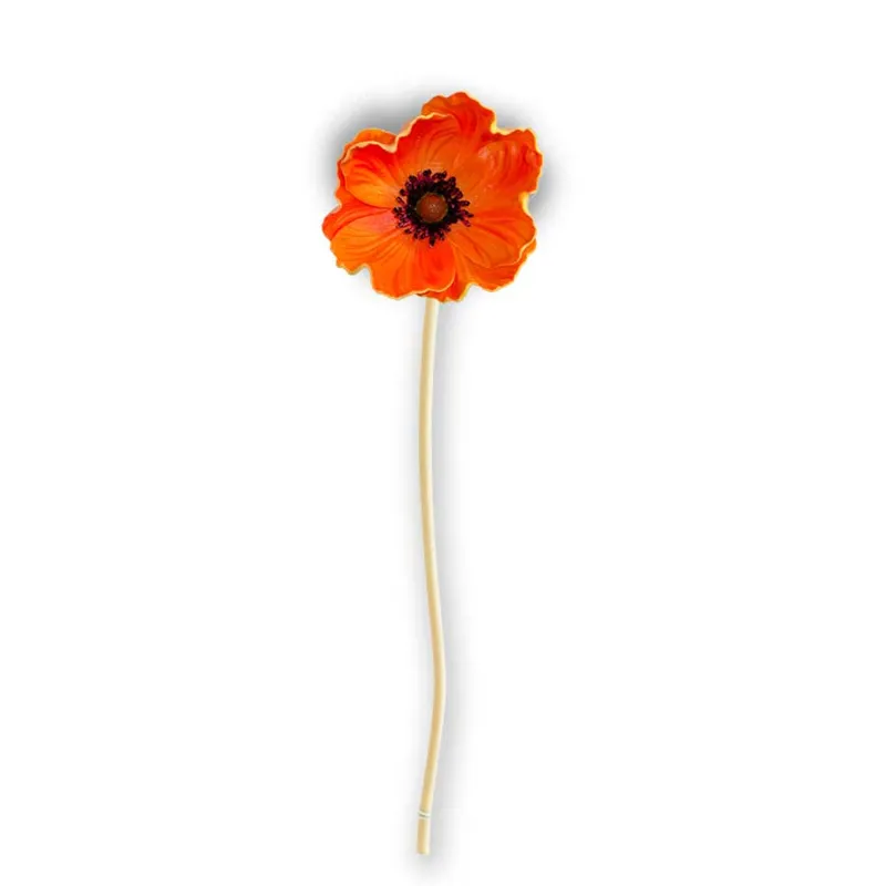 9.5" Orange Real Touch Mini Poppy Stem