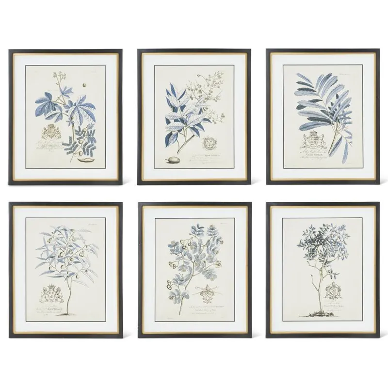 Assorted 23.75" Black &amp; Gold Framed Blue Arbor Prints (6 Styles)