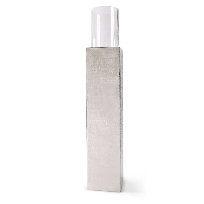 50 Inch Tin Square Pillar Stand with Glass Hurricane