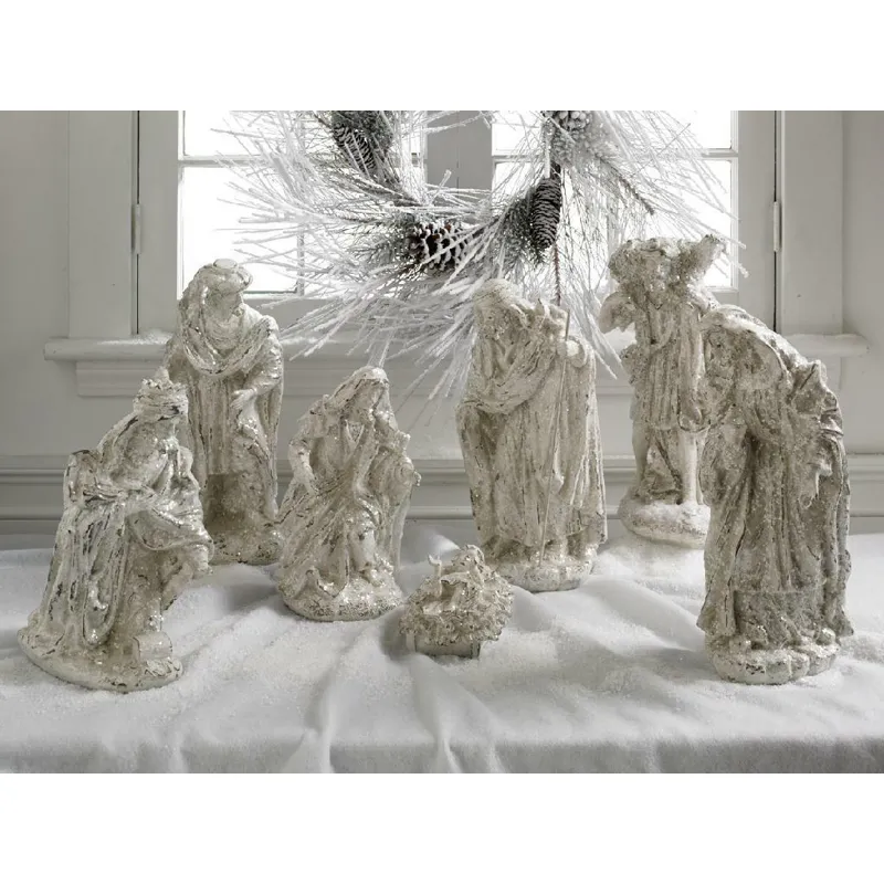 15" Tabletop White Nativity - Set of 7