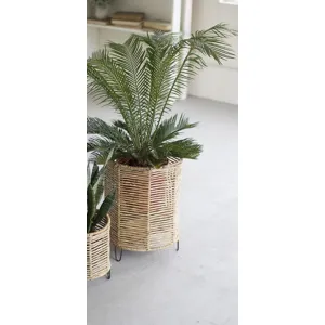 Woven Rush and Iron Basket - Large