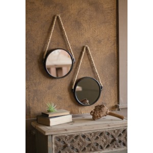 Accent Mirror w/Metal Frame & Rope Hanger