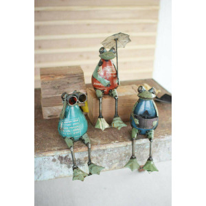 Recycled Iron Frogs - Set of 3