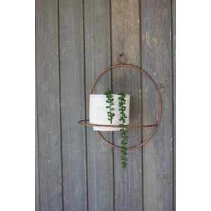 White Wash Clay Pot w/ Copper Round Wall Sconce