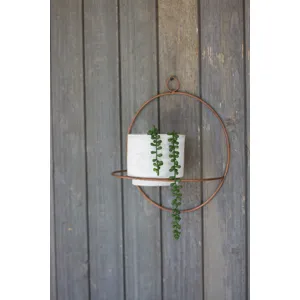 White Wash Clay Pot w/ Copper Round Wall Sconce