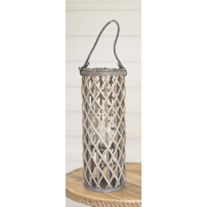Grey Willow Lanterns With Glass - Medium