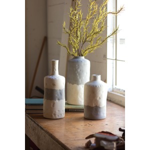 Ceramic Bottle Vases - Matte Grey & Cream