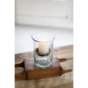 Mini Glass Candle Cylinders w/ Rustic Insert - Small