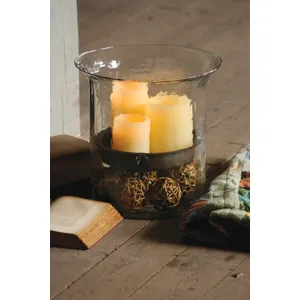 GIANT GLASS CANDLE CYLINDER WITH RUSTIC INSERT