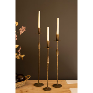Set of 3 Forged-Iron Taper Candle Holders