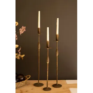 Set of 3 Forged-Iron Taper Candle Holders