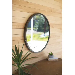 Round Mirror with Natural Metal Frame