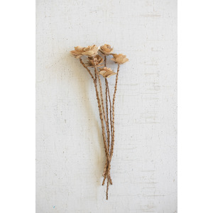 Wooden Deco Roses on Stems - Bundle of 6