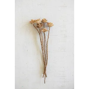 Wooden Deco Roses on Stems - Bundle of 6