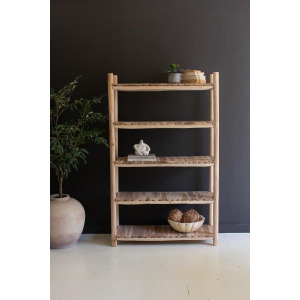 Five-Tiered Split Teakwood Display with Five Shelves
