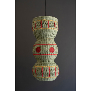 Sage Green Recycled Paper Rope and Iron Pendant Light