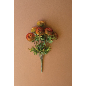 Bundle of 7 Artificial Auburn Ball Dahlias