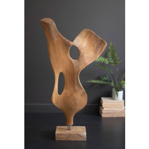 Smooth Carved Teak Wood Sculpture on a Base