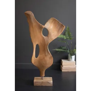 Smooth Carved Teak Wood Sculpture on a Base