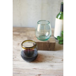 Stemless Wine Glass w/Amber Rim