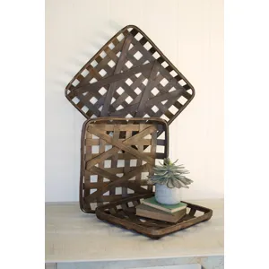 Square Woven Split Wood Basket - Medium