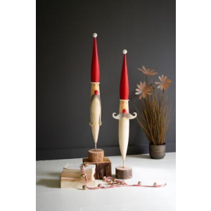 Hand-Painted Tall Santa Faces - Set of 2