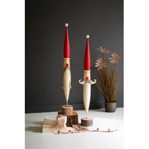 Hand-Painted Tall Santa Faces - Set of 2