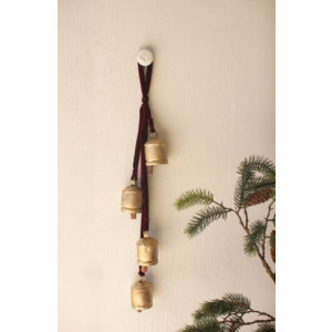 Jingle Bell Cluster with Maroon Velvet Ribbon