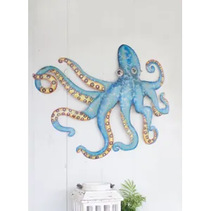 Hand-hammered Recycled Metal Octopus Wall Hanging