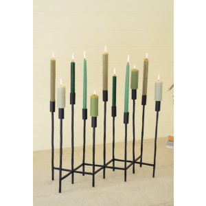 Eleven Forged Iron Taper Candelabra
