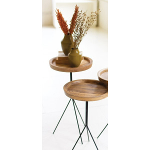 Round Wooden Top Accent Table w/Metal Legs - Large
