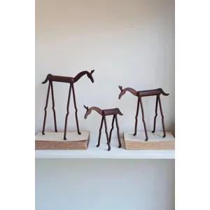 Set of 3 Forged Iron Horses