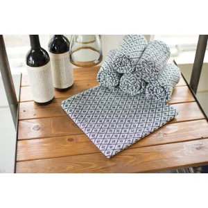 Set of 6 Cotton Napkins - Black and White Diamonds
