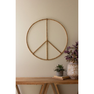 Seagrass and Iron Wall Hanging Peace Sign