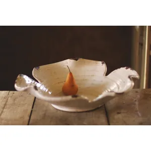 GIANT WHITE CERAMIC LEAF BOWL