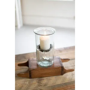 Mini Glass Candle Cylinder w/ Rustic Insert - Medium