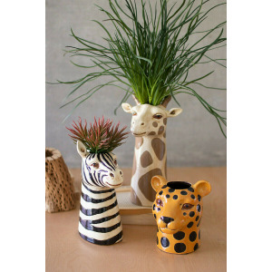 Ceramic Safari Animal Succulent Planters - Set of 3