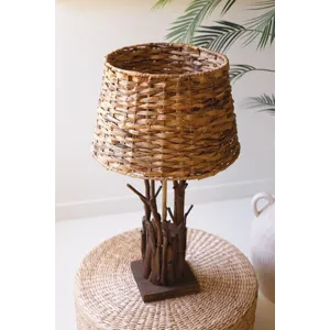  Driftwood Table Lamp with Woven Seagrass Shade