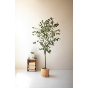 Tall Artificial Olive Tree in a Black Plastic Pot