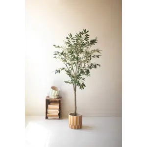 Tall Artificial Olive Tree in a Black Plastic Pot