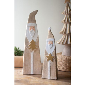 Painted Resin Santas - Set of 2