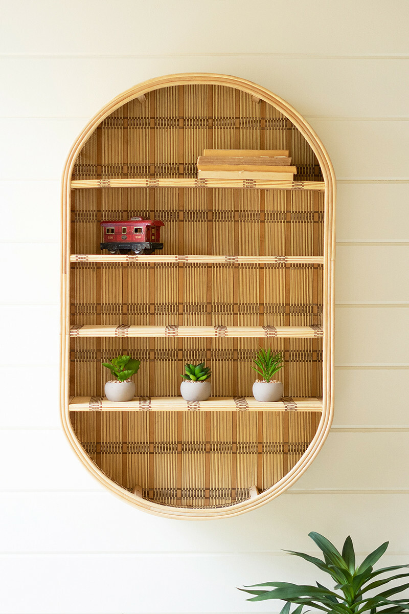 Kalalou Oval Rattan Wall Shelf - Thumbnail 3