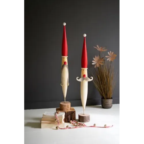 Hand-Painted Tall Santa Faces - Set of 2