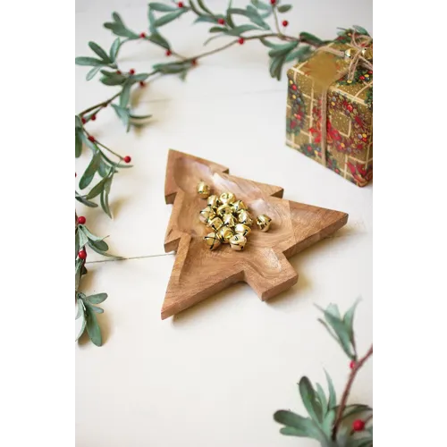 Carved Wooden Christmas Tree Platter