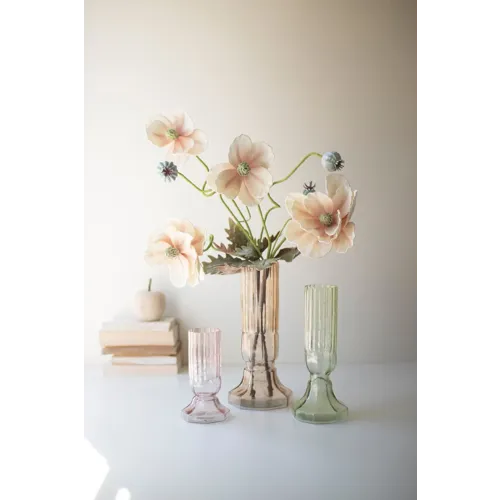 Fluted Glass Vases - Set of 3