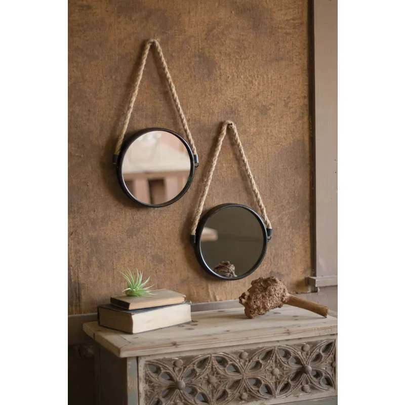 ACCENT MIRROR WITH METAL FRAME AND ROPE HANGER