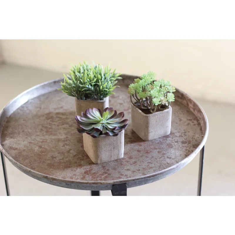 SET OF 3 SMALL ARTIFICIAL SUCCULENTS IN SQUARE POTS