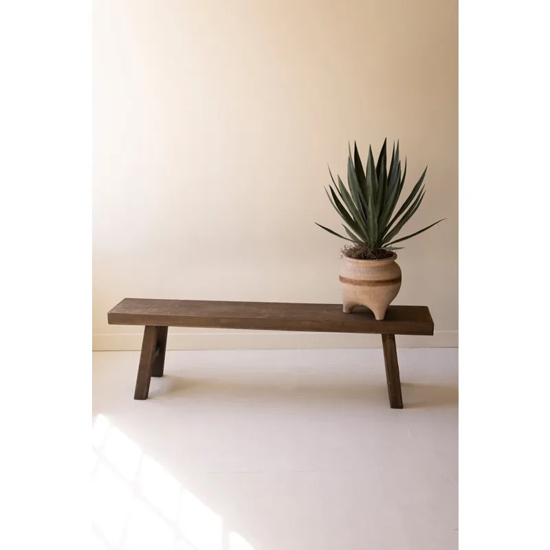 Dark Brown Wood Bench