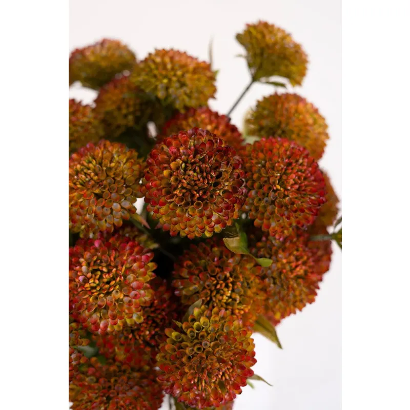 Bundle of 7 Artificial Auburn Ball Dahlias